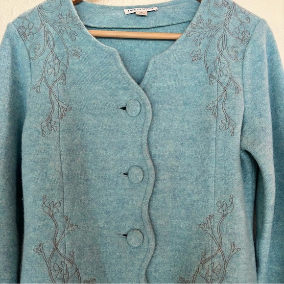 Pendleton Teal Embroidered Women's Lamb’s Wool Cardigan - Picture 3 of 9
